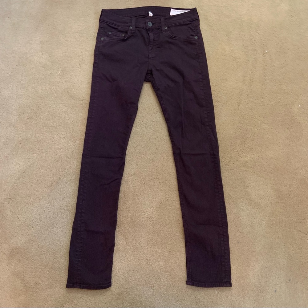 Rag & Bone Dre boyfriend skinny ankle wine colored jeans - Picture 2 of 12